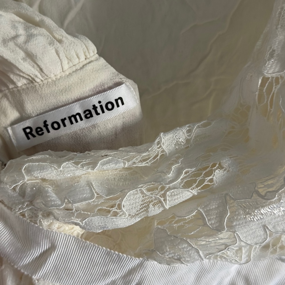 Reformation Hestia Lace Dress in Ivory Size 4 - Picture 8 of 10